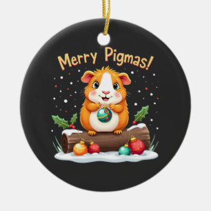 Merry Pigmas Guinea Pig Christmas Santa Ceramic Ornament