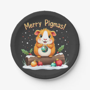 Merry Pigmas Guinea Pig Christmas Santa  Paper Plates