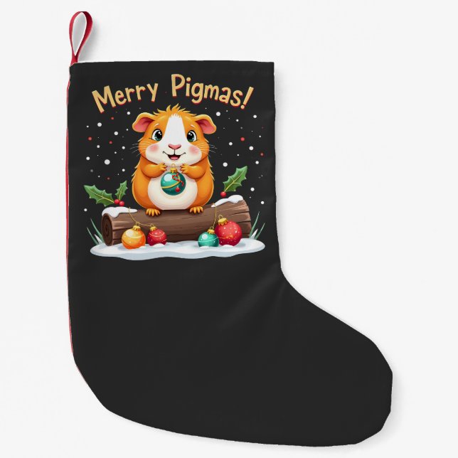 Merry Pigmas Guinea Pig Christmas Santa  Small Christmas Stocking (Front)
