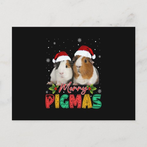 Merry Pigmas Guinea Pig with Santa Hat Xmas Funny Postcard