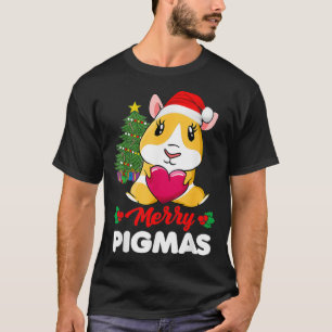 Merry Pigmas Pajama Funny Guinea Pig Christmas San T-Shirt
