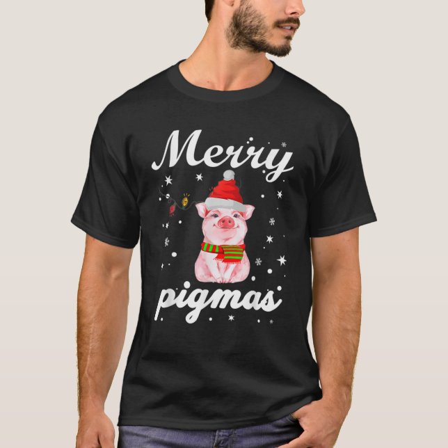 Merry Pigmas T Christmas Pajama For Pig Lovers T-Shirt (Front)