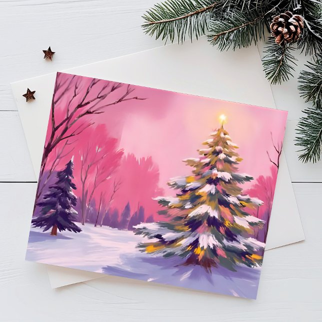 Merry Pink Christmas | Watercolor Holiday Card (Creator Uploaded)