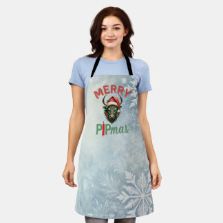Merry PIPmas Trading Bull Christmas Design – Funny Apron