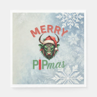 Merry PIPmas Trading Bull Christmas Design – Funny Napkins