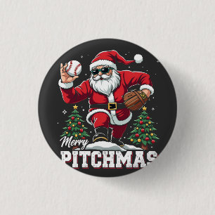 Merry Pitchmas Christmas Santa Baseball Lover Button