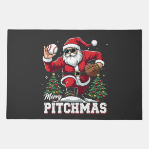 Merry Pitchmas Christmas Santa Baseball Lover  Doormat