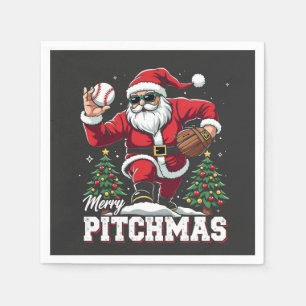 Merry Pitchmas Christmas Santa Baseball Lover Napkins