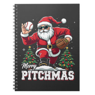 Merry Pitchmas Christmas Santa Baseball Lover Notebook