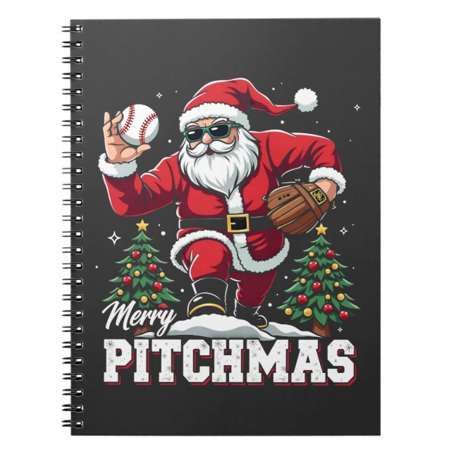 Merry Pitchmas Christmas Santa Baseball Lover  Notebook (Front)