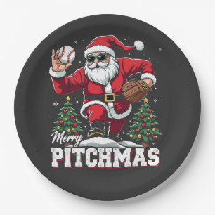 Merry Pitchmas Christmas Santa Baseball Lover  Paper Plates