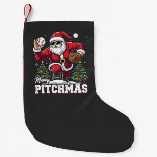 Merry Pitchmas Christmas Santa Baseball Lover Small Christmas Stocking