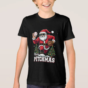 Merry Pitchmas Christmas Santa Baseball Lover Tri-Blend Shirt