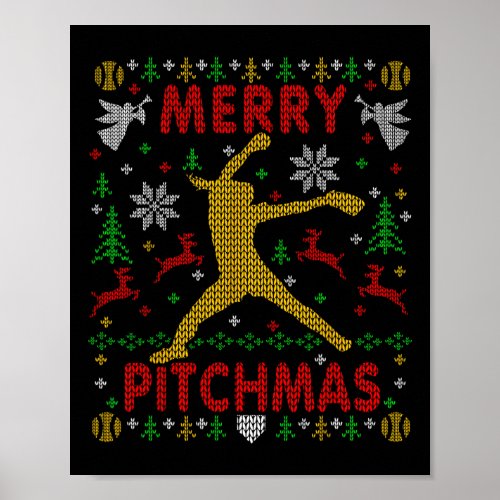 Merry Pitchmas Fastpitch Softball Pitcher Ugly Chr Poster