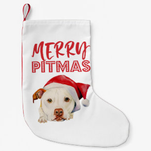 Merry Pitmas Cute Santa Pit Bull Terrier Dog Small Christmas Stocking