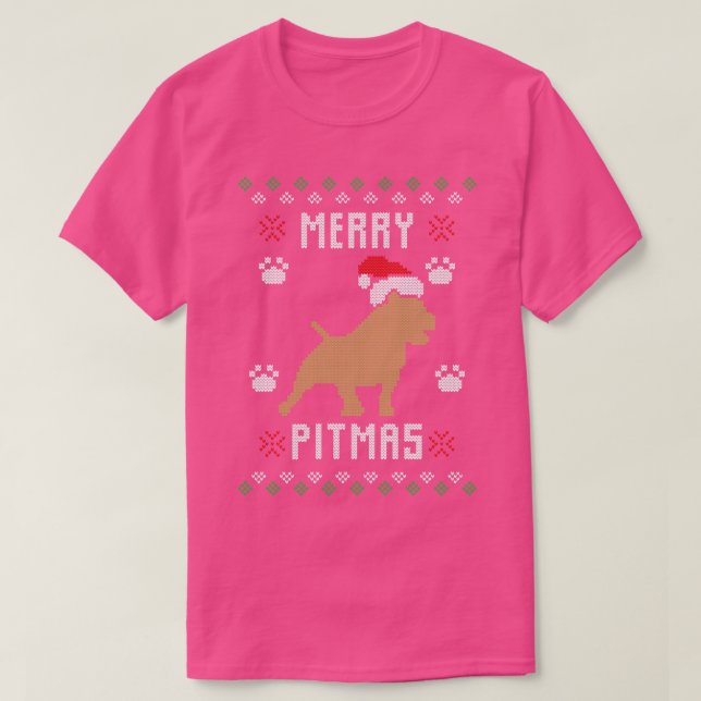 Merry Pitmas Funny Pitbull Ugly Christmas Sweater  (Design Front)