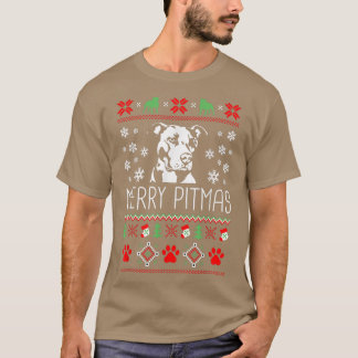 Merry Pitmas Funny Xmas Funny Pajama For Dog Lover T-Shirt