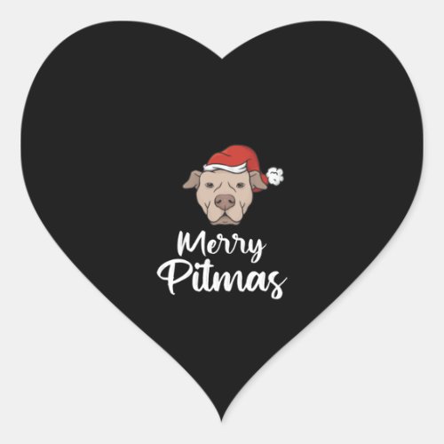 Merry Pitmas Pitbull Christmas Heart Sticker