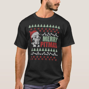 Merry Pitmas Pitbull Dog Funny Ugly Christmas T-Shirt