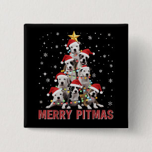 Merry Pitmas Pitbull Dog Tree Ugly Christmas Button
