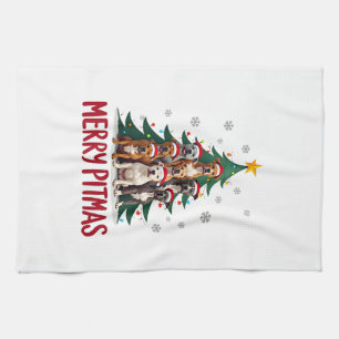 Merry Pitmas Pitbull Dog Ugly Christmas Sweater Tr Kitchen Towel