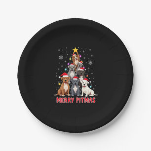 Merry Pitmas Pitbull Dog Ugly Christmas Sweater Tr Paper Plates