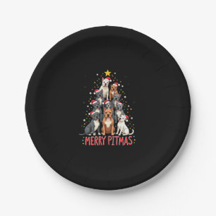 Merry Pitmas Pitbull Dog Ugly Christmas Sweater Tr Paper Plates