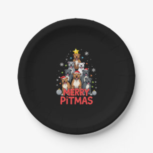 Merry Pitmas Pitbull Dog Ugly Christmas Sweater Tr Paper Plates