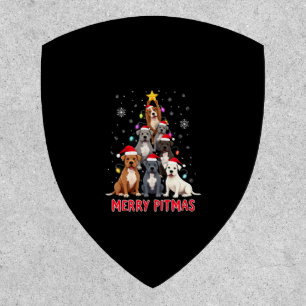Merry Pitmas Pitbull Dog Ugly Christmas Sweater Tr Patch