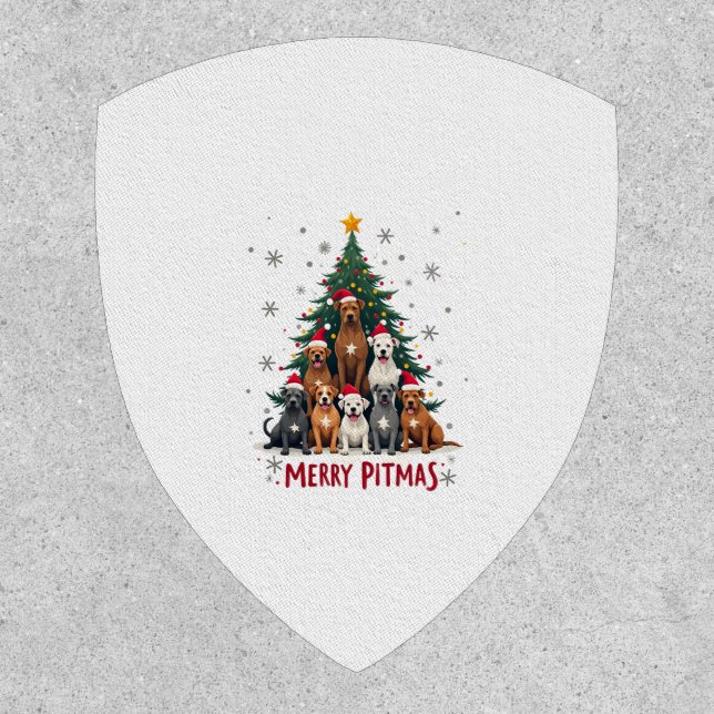 Merry Pitmas Pitbull Dog Ugly Christmas Sweater Tr Patch (Front)