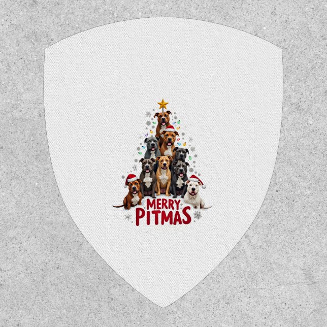 Merry Pitmas Pitbull Dog Ugly Christmas Sweater Tr Patch (Front)