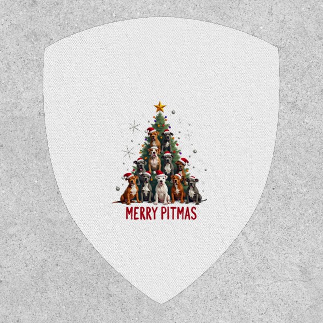 Merry Pitmas Pitbull Dog Ugly Christmas Sweater Tr Patch (Front)