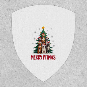Merry Pitmas Pitbull Dog Ugly Christmas Sweater Tr Patch
