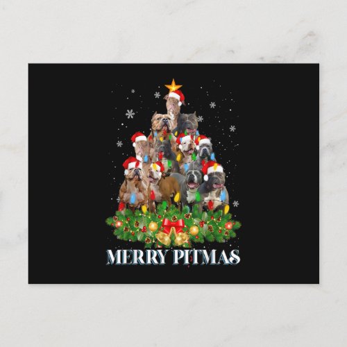 Merry Pitmas Pitbull Dog Ugly Christmas Sweater Tr Postcard