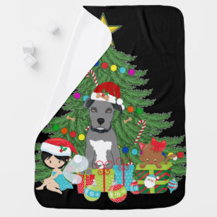 Merry Pitmas Pitbull Puppy Kitten Fairy Baby Blanket