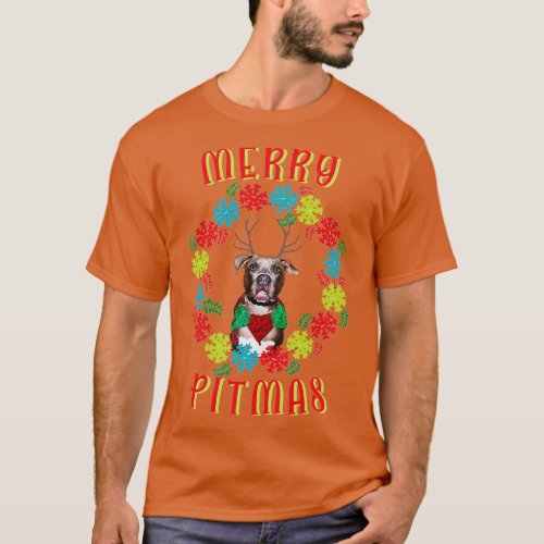 Merry Pitmas Pitbull Reindeer 1 T_Shirt