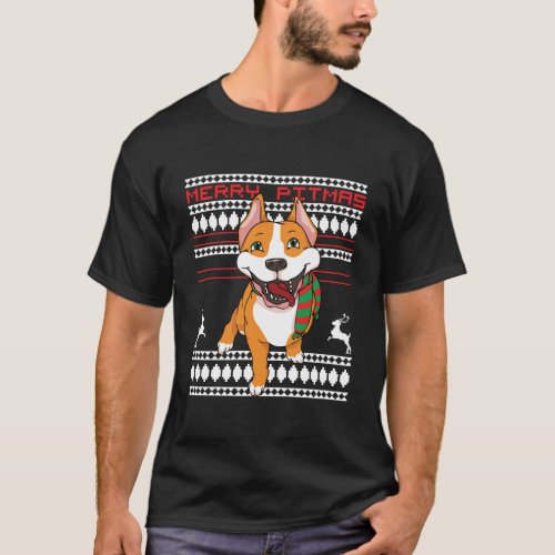 Merry Pitmas Pitbull Santa Claus Dog Ugly Christma T_Shirt
