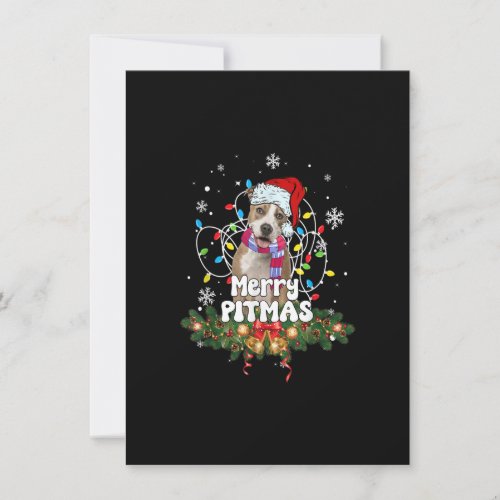 Merry Pitmas Santa Pitbull Dog Christmas Lights Do Invitation