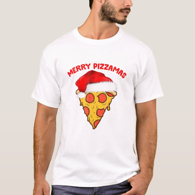 Merry Pizzamas Pizza Pajamas Christmas Gifts T-Shirt (Front)