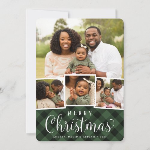 Merry Plaid  Holiday Photo Collage Card