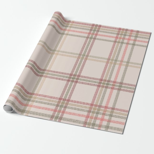 Merry Plaid Medley Wrapping Paper (Unrolled)