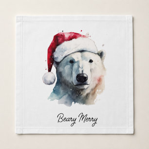 Merry Polar Bear Holiday Dining Cloth Napkin