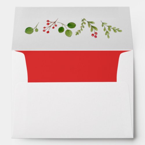 Merry post with Red liner return address Holiday Envelope