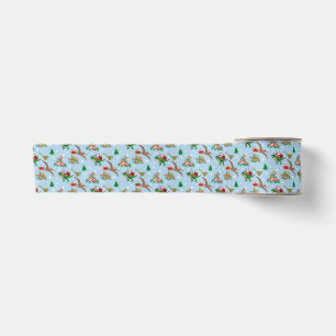 Merry Prehistoric Christmas Dinosaur Pattern Satin Ribbon