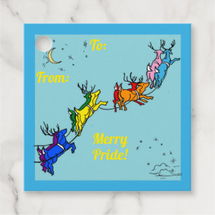Merry Pride Santa's Reindeer Favor Tags