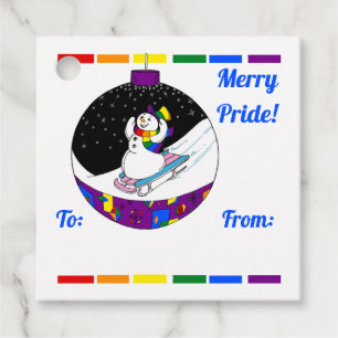 Merry Pride Snowman Favor Tags