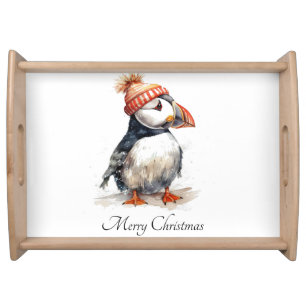 Merry Puffin Christmas Entertaining Serving Tray