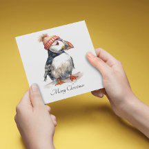 Merry Puffin Christmas Party Stationery