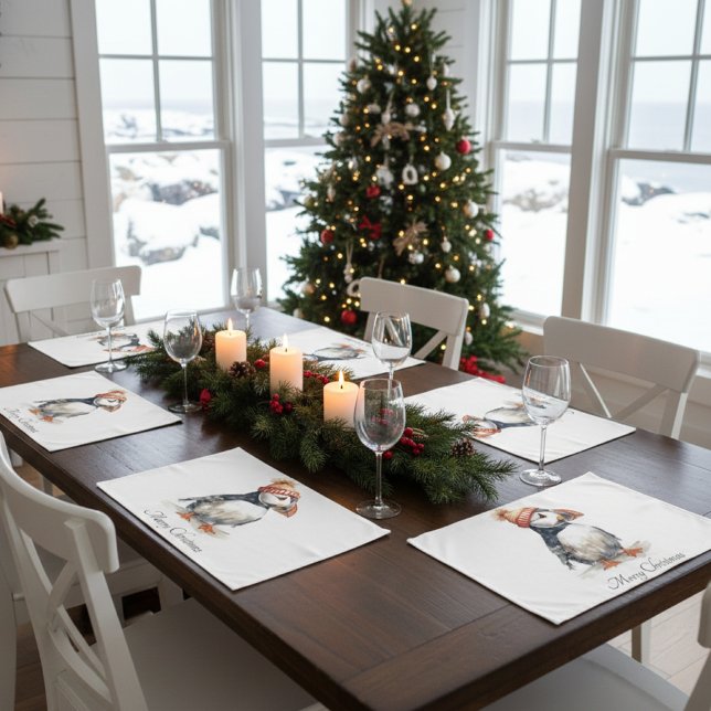 Merry Puffin, custom Cloth Placemat (Creator Uploaded)