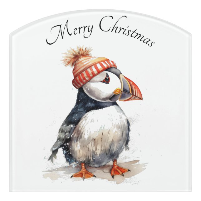 Merry Puffin, custom Door Sign (Contour Front)